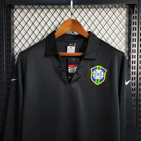 2004 Long Sleeve Brazil Special Edition Black Soccer retro kit - Image 5
